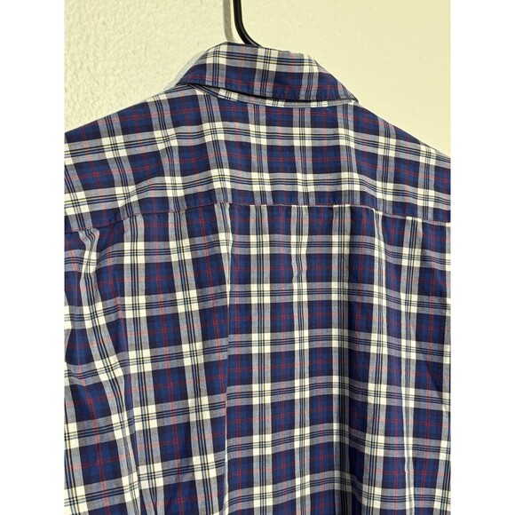 Barbour Shirt Men Large Blue Plaid Highland Check 8 Tailored Long Sleeve Buttons - Picture 9 of 15